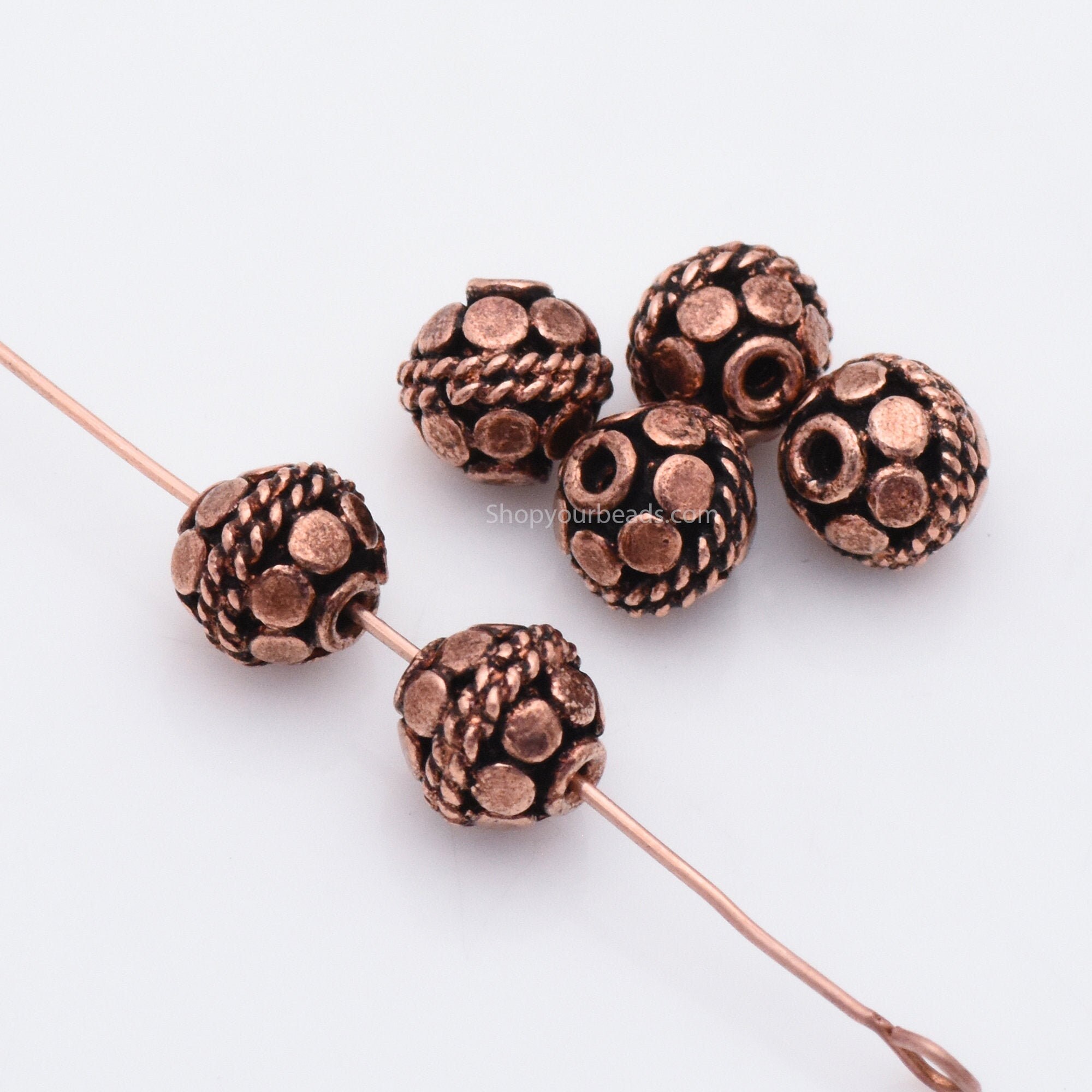 8mm - 5pc Dark antique Copper beads for jewelry making, square shape, Bali  style copper spacer beads