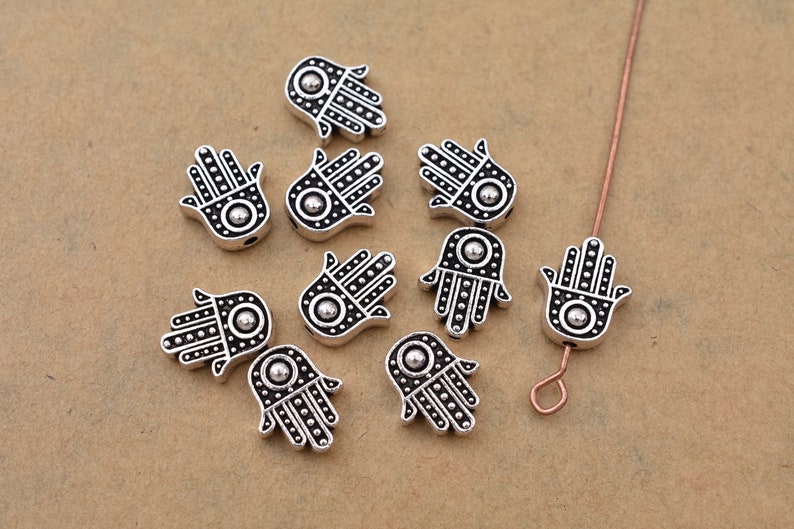 evil eye 12mm 10pcs Hamsa Hand Charms Antique Silver Plated Spirituality,Prayer bohemian charms for Bracelets jewelry making findings