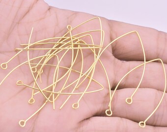 Gold Ear Wires 42mm - 26pcs,  Real Gold plated, Fish Hook, For Earring Making