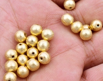 6 mm - 20 stuks gouden ballen kralen, geborstelde gouden spacer kralen voor sieraden maken, ronde gouden kralen, verguld