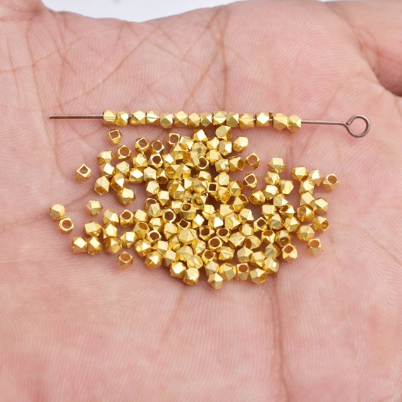 3mm - 500pcs Gold Beads, Gold Spacer Beads for Jewelry making Round shiny  Ball Beads