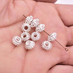 9mm - 10pcs Silver Spacer Beads Shiny Silver Beads, Bali Beads For Jewelry Making
