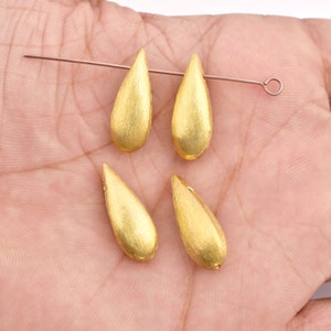 Gold Drop Beads 21mm - 4pc Brushed Gold Drop Beads For Jewelry Making, Gold Plated Teardrop Beads, Gold Beads For Earring Making