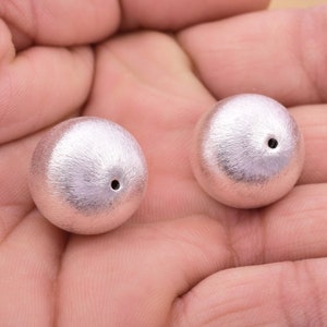 20mm - 2pc Brushed silver ball beads, round silver beads, large silver spacer beads, Round metal beads for jewelry making