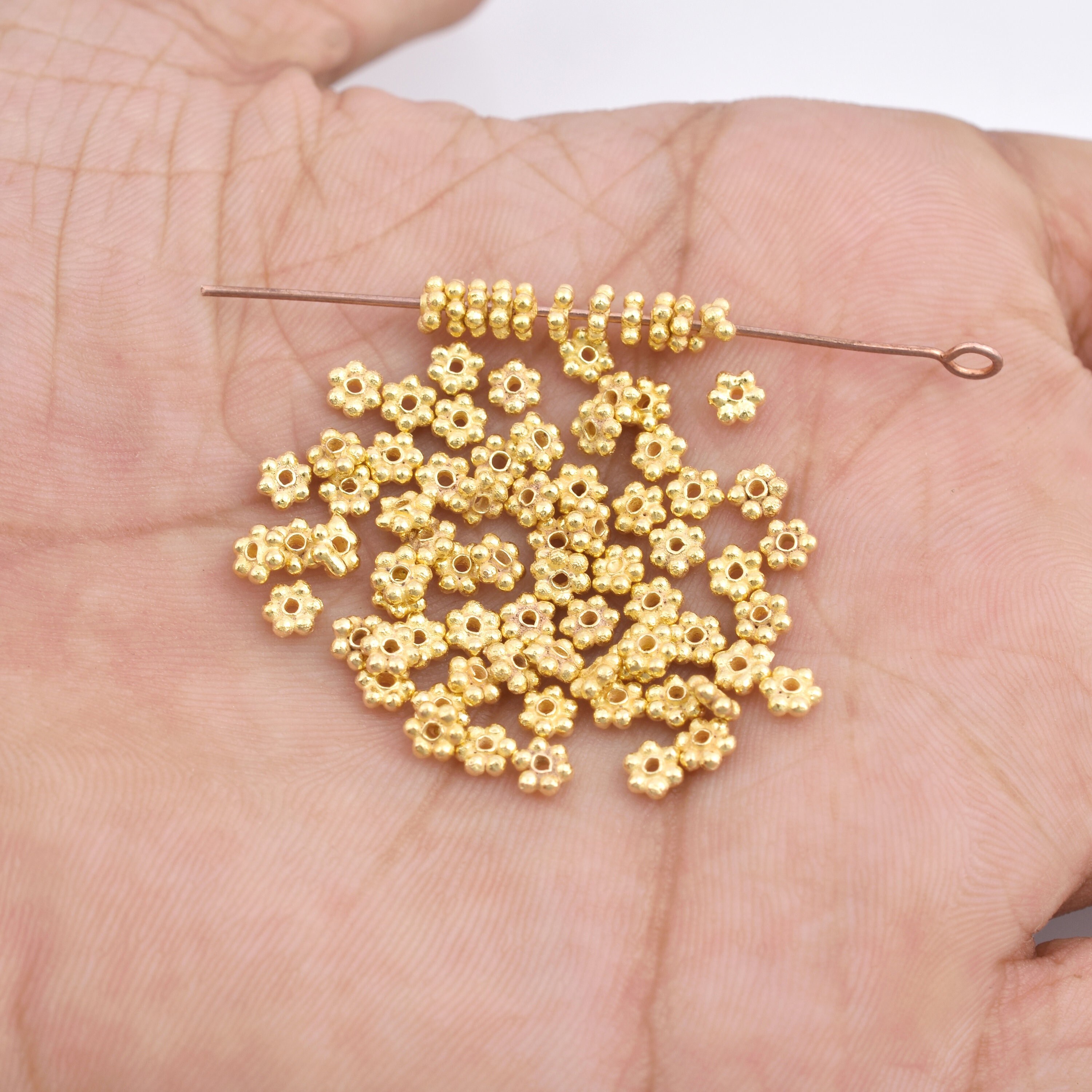 3.5mm 116pc Gold Daisy Spacer Beads Flower Heishi Beads for Etsy