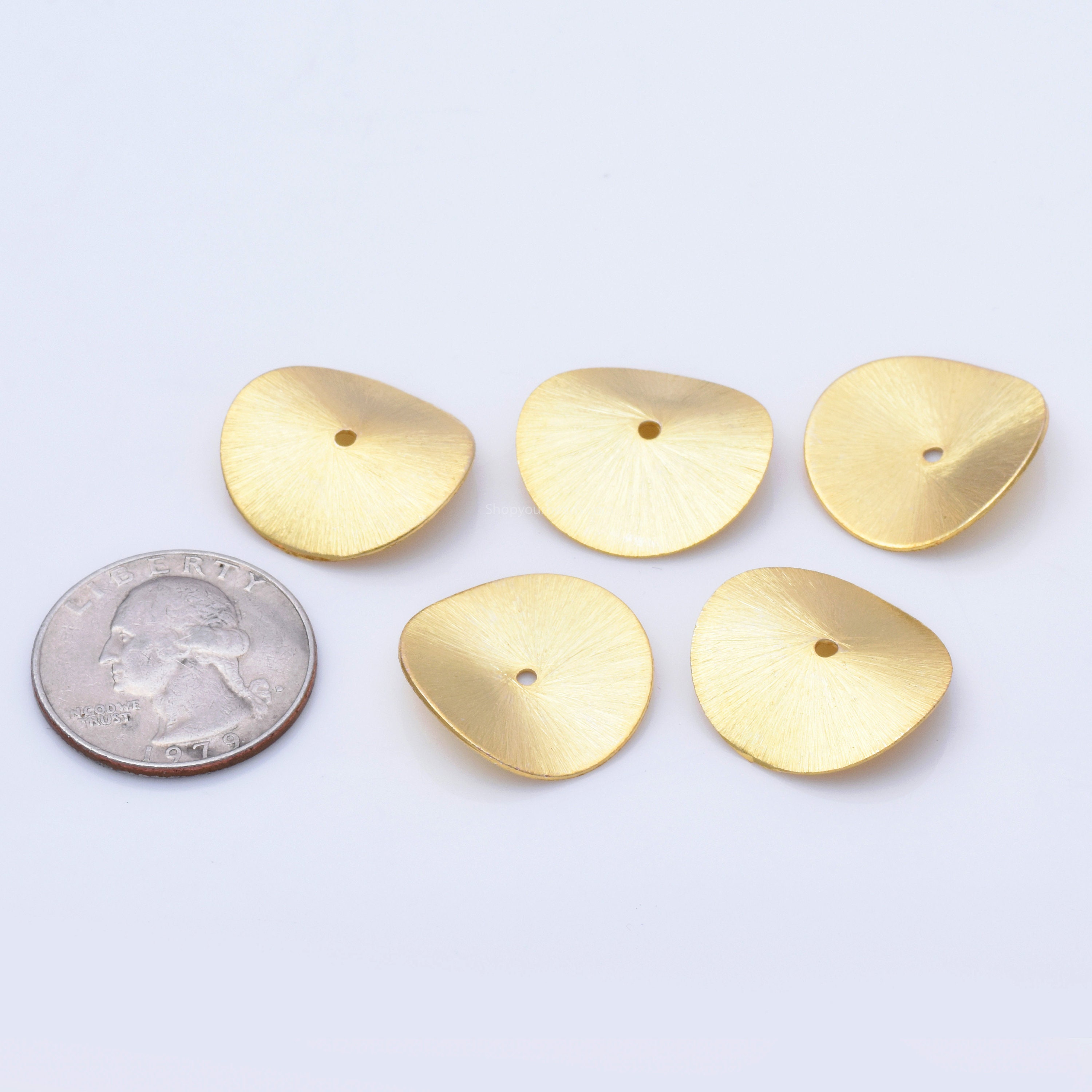 22mm5pcs Large Gold Wavy Spacers Disc Beads Gold Plated Etsy