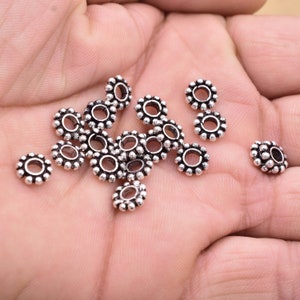 Silver Plated Spacers, 20pc-8mm Silver Flower Spacers, Bali silver Daisy Spacers For Jewelry Making, Antique Silver Spacer Finding