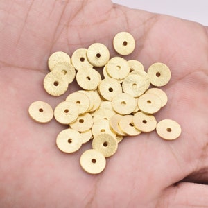 8mm - 100pcs Gold Heishi Beads, Gold Flat Disc Spacer Beads For Jewelry Making, Brushed Finish