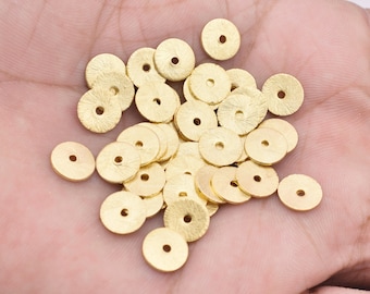 100 cuentas Heishi doradas - Espaciadores de disco planos cepillados de 8 mm