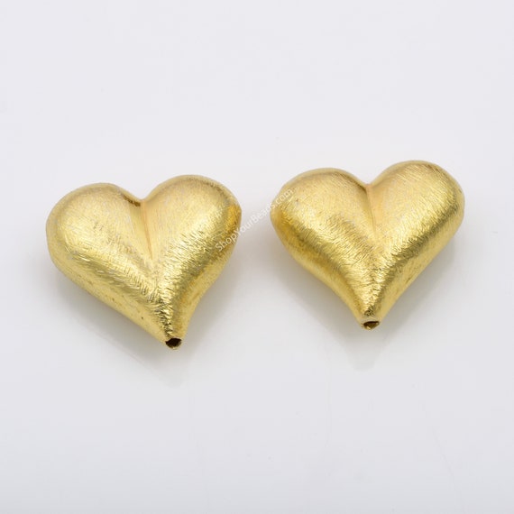 Small Gold Heart Beads, Gold Spacer Beads, Heart Shaped Beads for Jewe