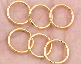 Gold Plated Open Jump-Rings, 18mm - 8pc Gold Saw Cut Large Jump Rings, Round Jumprings, O Rings, Connector Links, 1.8mm Thick