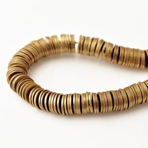 Raw Brass Flat Disc Spacers Beads 6mm  - 137 Pcs Raw Brass Shiny Disk Heishi Spacers Beads, Disk Beads For Jewelry Making