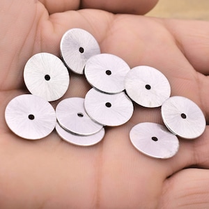 16mm- 10pc Silver Heishi Beads, Flat Silver Disc Beads, Silver Spacer Beads, Washer Bead, Silver Beads, Silver Disk Beads For Jewelry Making