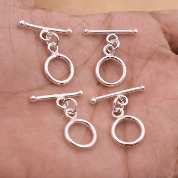 Toggle Clasps, 4 Set Silver Silver plated Round Clasps For Jewelry Making, Bali Clasps