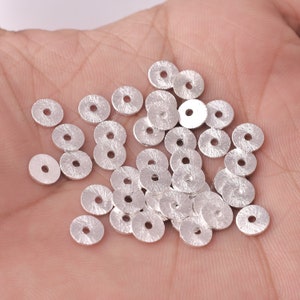 6mm - 65pcs Silver Heishi Beads, Flat Silver Disc Beads, Silver Spacer Beads, Washer Bead, Silver Beads, Silver Disk Beads Jewelry Making