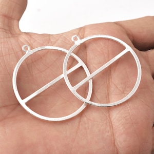 Verzilverde grote oorbelaansluitingen/ grote cirkel hangend/ grote geometrische ringen, 4 stuks - 40 x 44 mm oorbellen voor het maken van sieraden.