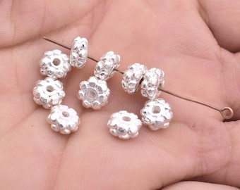 10mm 10pcs Silver Spacer Beads, Antique Silver Plated Bali Silver