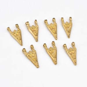 17mm - 14pcs Raw Brass Charms, Boho Triangular Brass Pendants, Boho pendants, Ethnic charms, Handmade, Charms For Macrame, Charms