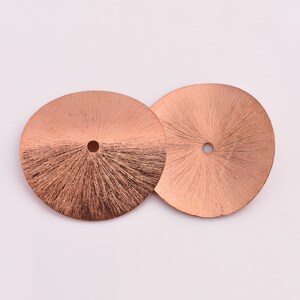 32mm -2pcs Large Copper Wavy Spacers Disc Beads, Copper Wavy Disc, Copper Spacers, Brushed Heishi Disc Beads