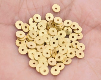 5mm - 149pcs Gold Heishi Beads, Gold Flat Disc, Gold Spacer Beads For Jewelry Making, Brushed Finish