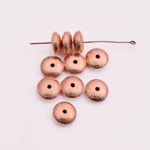 10mm - 10pc Brushed copper saucer Beads, Button Beads, Copper Plated Spacers For Jewelry Making