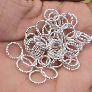 10mm - 50pc Twisted Wire Silver Plated Jump Rings, Jewelry Making Closed Jumprings, Round Large Jump Rings, O Rings Jewelry Findings, 16 AWG