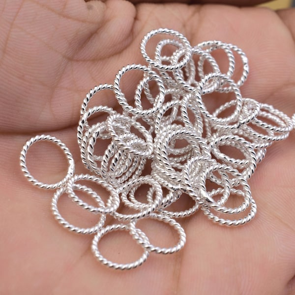 10mm - 50pc Twisted Wire Silver Plated Jump Rings, Jewelry Making Closed Jumprings, Round Large Jump Rings, O Rings Jewelry Findings, 16 AWG