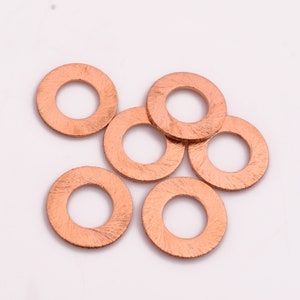 18mm - 6pc Copper Stamping Blanks, Brushed Washer, Connector Charms Large