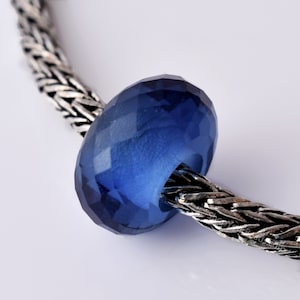 Large Hole Chinese Blue Rutile Quartz Gemstone Beads, 6pcs