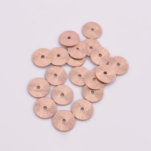 10mm - 20pc Rose Gold Flat Disk Spacer Beads, Brushed Rose Gold Plated Disc Spacers For Jewelry Making, Heishi Spacers