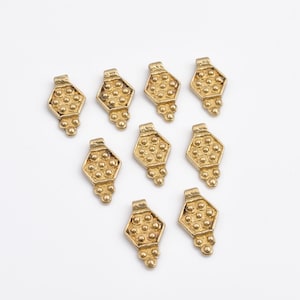 22mm - 10pcs Raw Brass Charms, Tribal Brass Pendants, Ethnic Charms , Boho Pendants For Jewelry Making And Micro Macrame