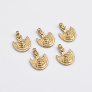 21mm - 8pcs Raw Brass Charms, Spiral Tribal Brass Pendants, Ethnic Charms, Boho Pendants For Jewelry Making and Micro Macrame