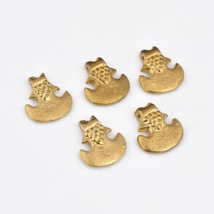 13mm - 6pcs Small Raw Brass Charms, Tribal Brass Pendants, Ethnic Charms For Jewelry Making And Micro Macrame
