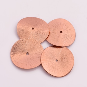 4pc-28mm Large Copper Wavy Spacers Disc Beads, Copper Wavy Disc, Copper Spacers, Brushed Heishi Disc Beads