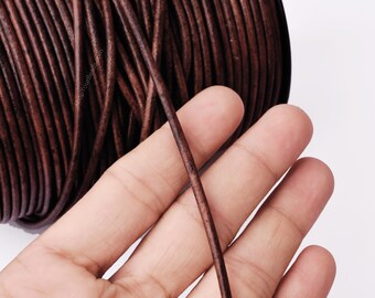 3mm Light Brown Leather Cord - Distressed Round Leather Lace, Jewelry Making