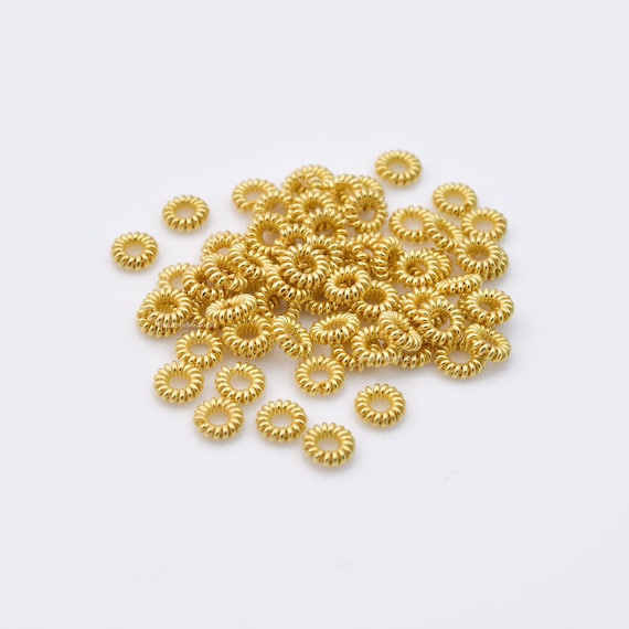 Shiny Gold Coil Shape Spacer Beads, 30pc-6mm Gold Plated Spring Beads for  Jewelry Making 