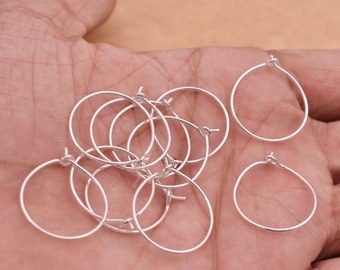 Silver Plated Round Earring Hoop Hooks – 20mm, 20 Gauge, 30pcs