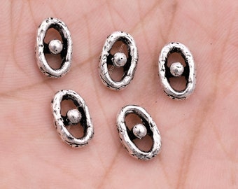 10mm - 5pcs Silver Connector Links, Handmade Silver Plated Findings and supplies