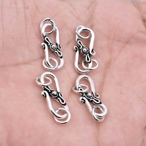 Bali Silver S Clasps 30mm - 4Pcs, Real Antique Silver Plated S Hooks / S Clasps Closures For Jewelry Making
