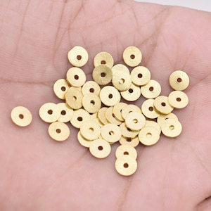 Gold Heishi Beads 6mm - 60pcs, Gold Flat Disc Spacer Beads For Jewelry Making, Brushed Finish