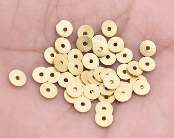 Perline Heishi placcate oro da 6 mm - Perline distanziatrici a disco piatto (60 pezzi)