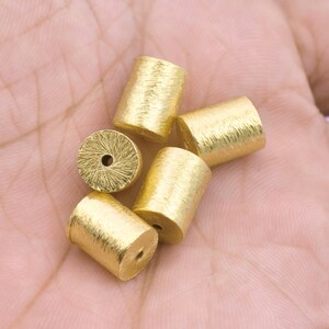 12mm -5pc Gold Barrel Beads / Cylinder Beads / Drum Spacer Beads, 12x10mm Brushed Gold Beads For Jewelry Making