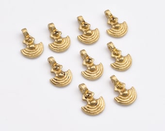 16mm - 12pcs Raw Brass Tribal Geometric Charms , Tribal Pendants , Boho Charms , Boho Pendants For Jewelry Makings And Macrame