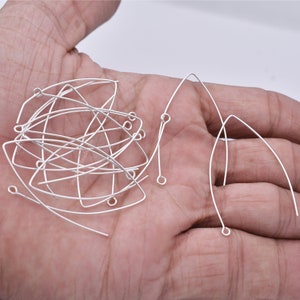 45 mm - 20 pcs crochets d&#39;oreilles en argent pour fabrication de boucles d&#39;oreilles, faits main, crochet de poisson plaqué argent véritable, crochets d&#39;oreilles français, longs crochets d&#39;oreille