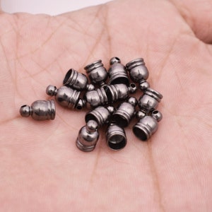 9mm Long Black Plated Temple Cord End Caps For Jewelry Making , Jewelry Findings, Black Plated Findings-14pcs
