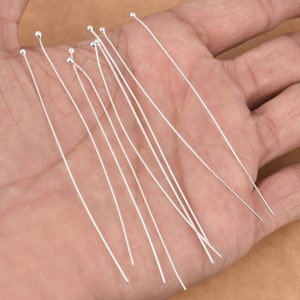 Silver Ball Head Pins 43pc - 76mm, Silver Plated Round Head, 76mm Long / 3 Inches Long / 23 Gauge / 2mm Ball Size