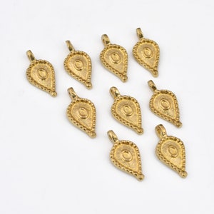 12mm - 12pcs Raw Brass Charms, Boho Brass Pendants, Boho pendants, Ethnic charms, Handmade, Charms For Macrame, Charms For Jewelry Making