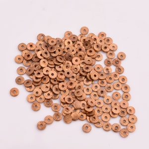 4mm - 380pcs Flat Copper Disc Spacer Beads, Brushed Finish, Raw Copper Disk Beads For Jewelry Making
