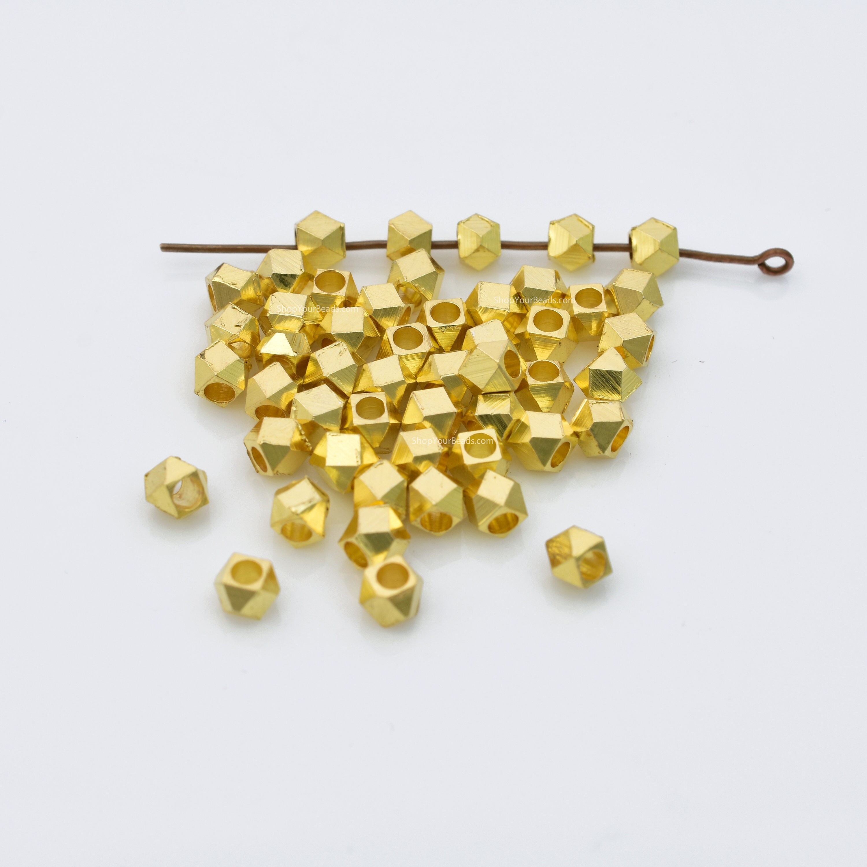 4mm 50pc Tiny Gold Plated Spacer Beads for Jewelry Making Etsy