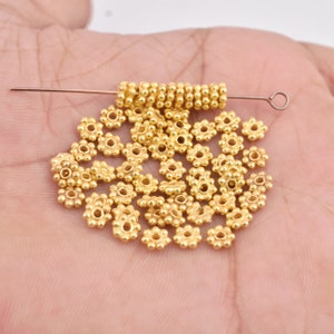 5mm - 62pc Gold Daisy Spacer Beads, Flower Heishi Beads for Jewelry Making